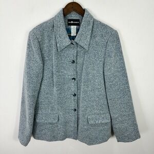 Sag Harbor Blazer 16 Blue‎ Tweed Button Front Lined Quiet Luxury Career Jacket